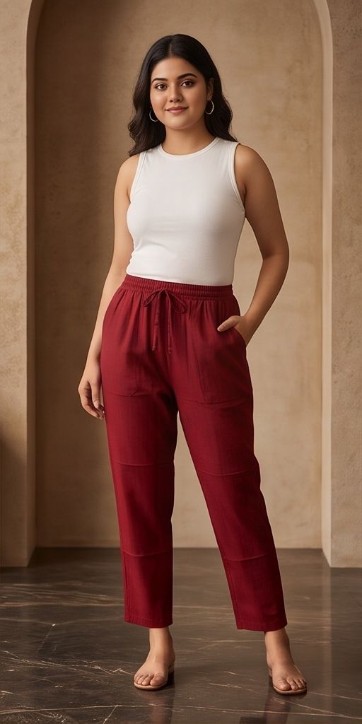 Women Regular Fit Maroon Viscose Rayon Trousers-image-27