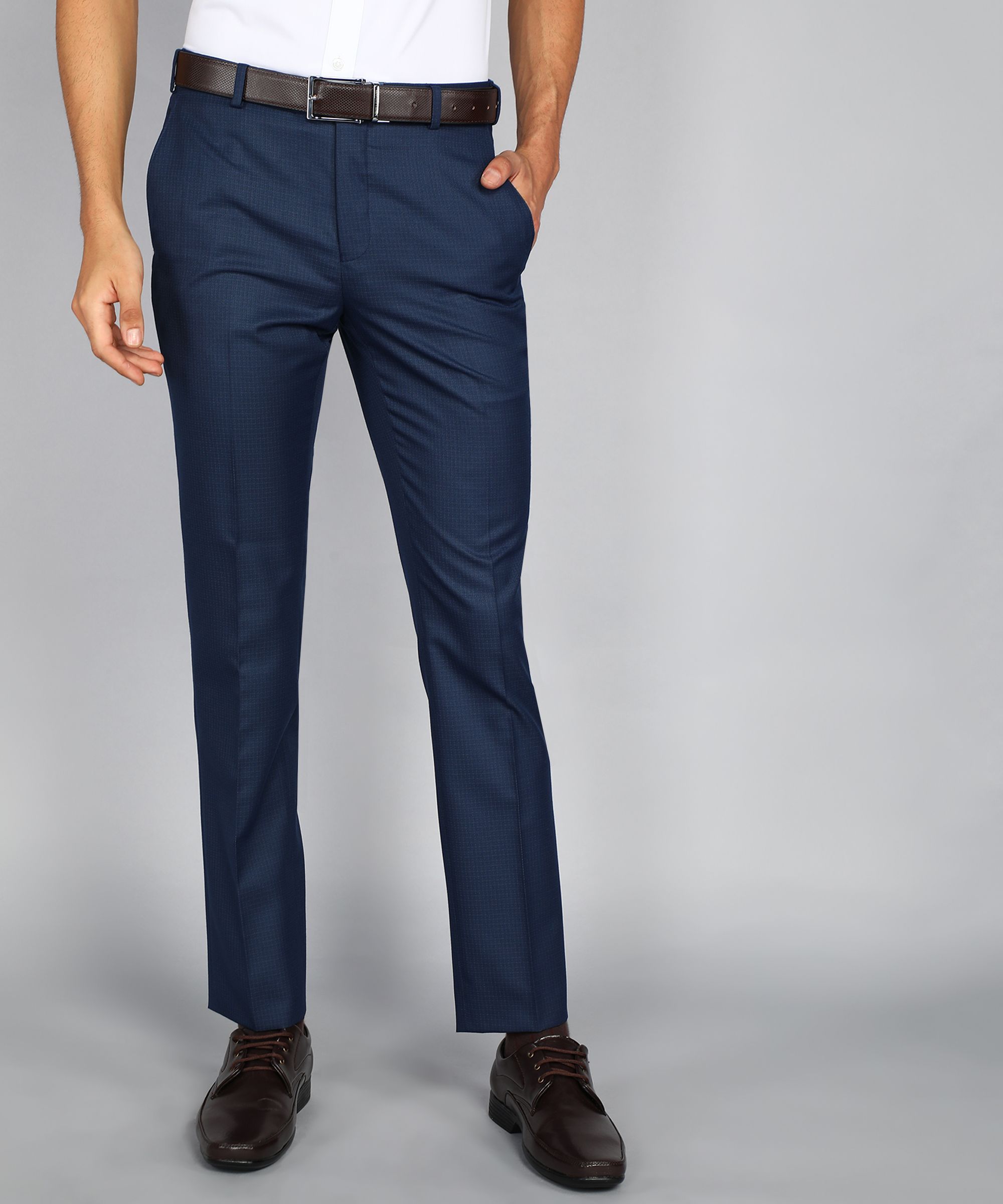 raymond Men Slim Fit Dark Blue Viscose Rayon Trousers-picture-37