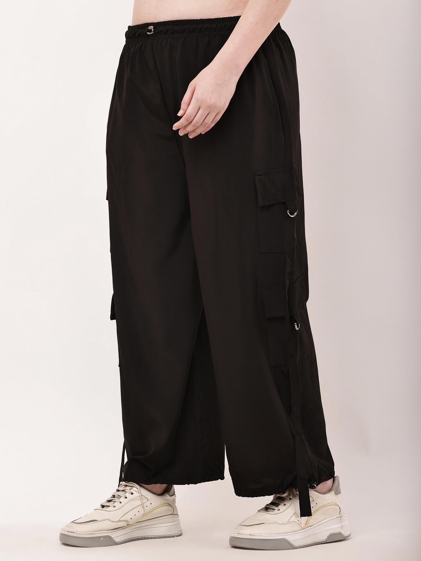 Women Regular Fit Black Polyester Trousers-image-14
