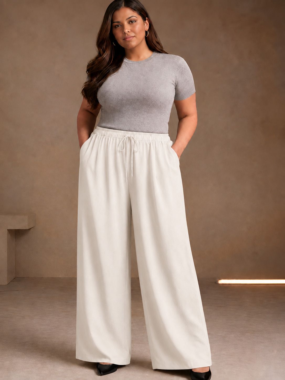metronaut Relaxed Women White Cotton Blend Trousers-picture-7