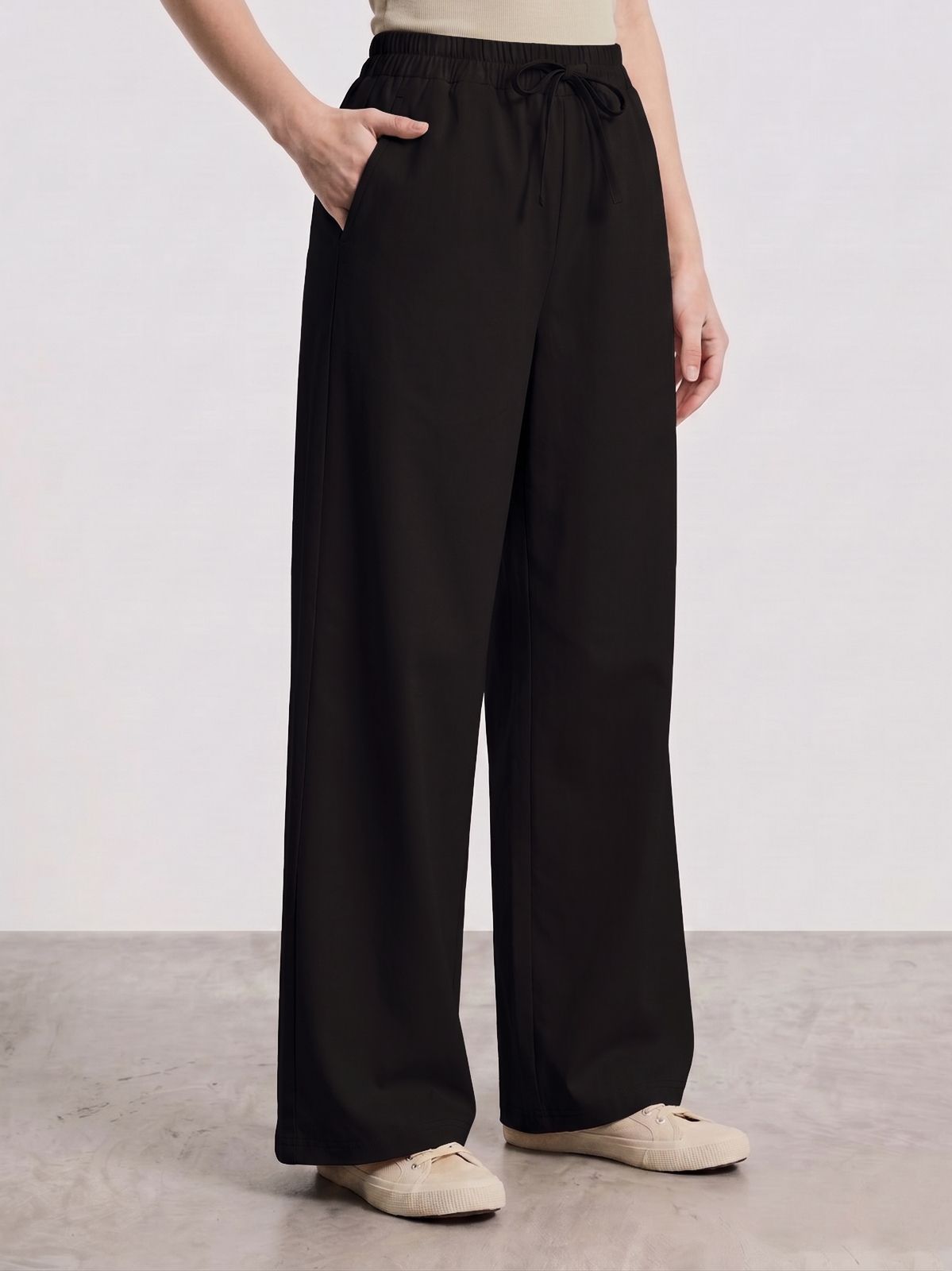 pptoss Women Loose Fit Black Cotton Blend Trousers-picture-36