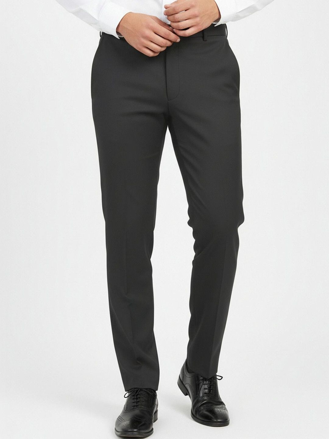 Men Regular Fit Grey Pure Cotton Trousers-image-41