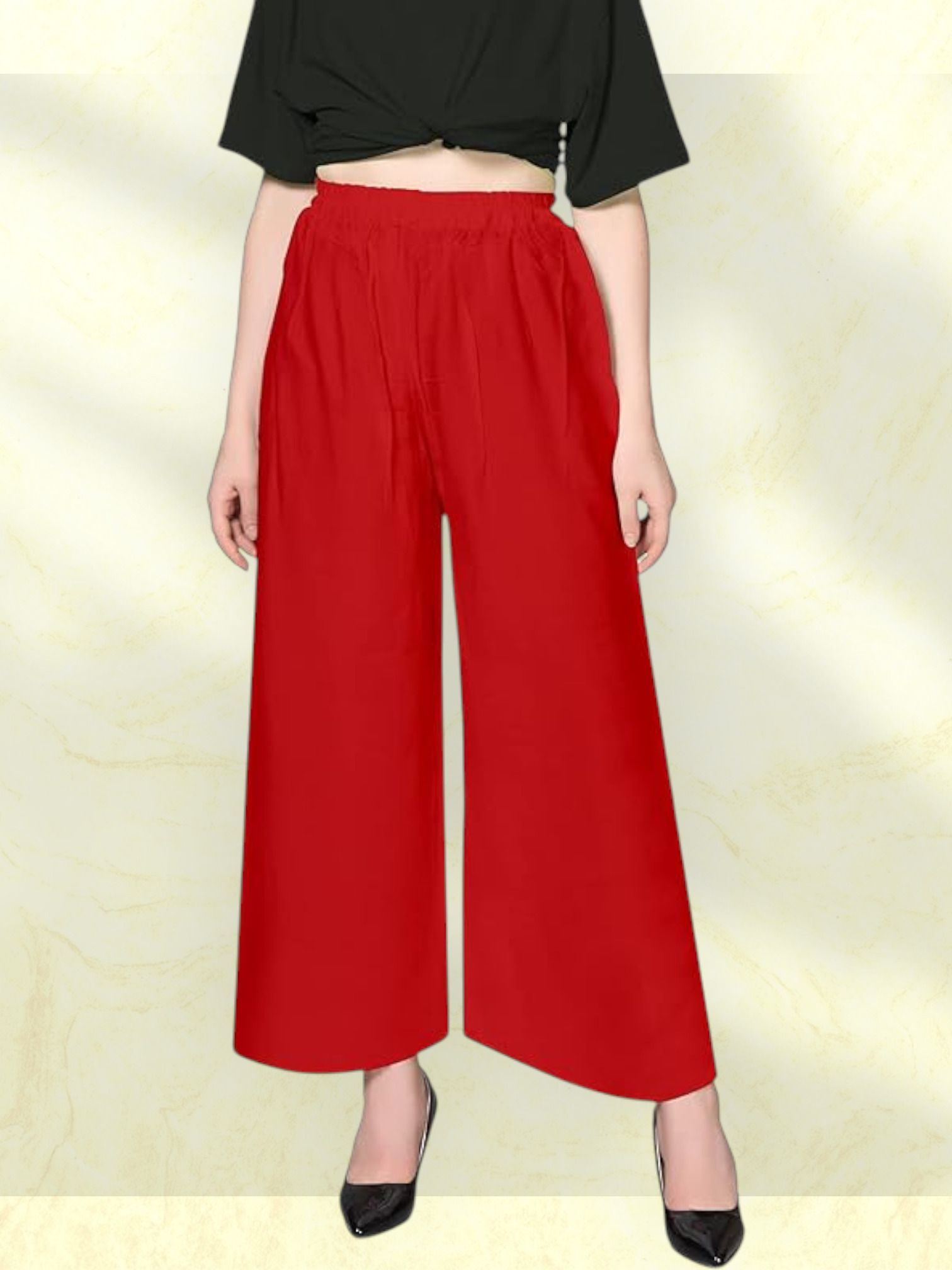 acd Women Comfort Fit Red Viscose Rayon Trousers-picture-17