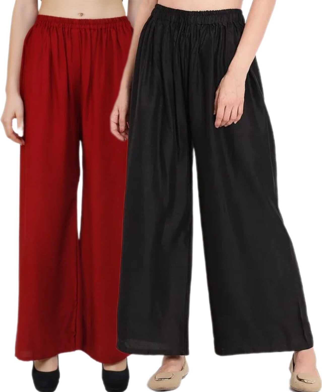 vestment Pack of 2 Women Regular Fit Beige, Black, Blue, Green, Grey, Khaki, Light Green, Maroon, Multicolor, Pink, Purple, Red, White, Yellow Viscose Rayon Trousers-picture-14