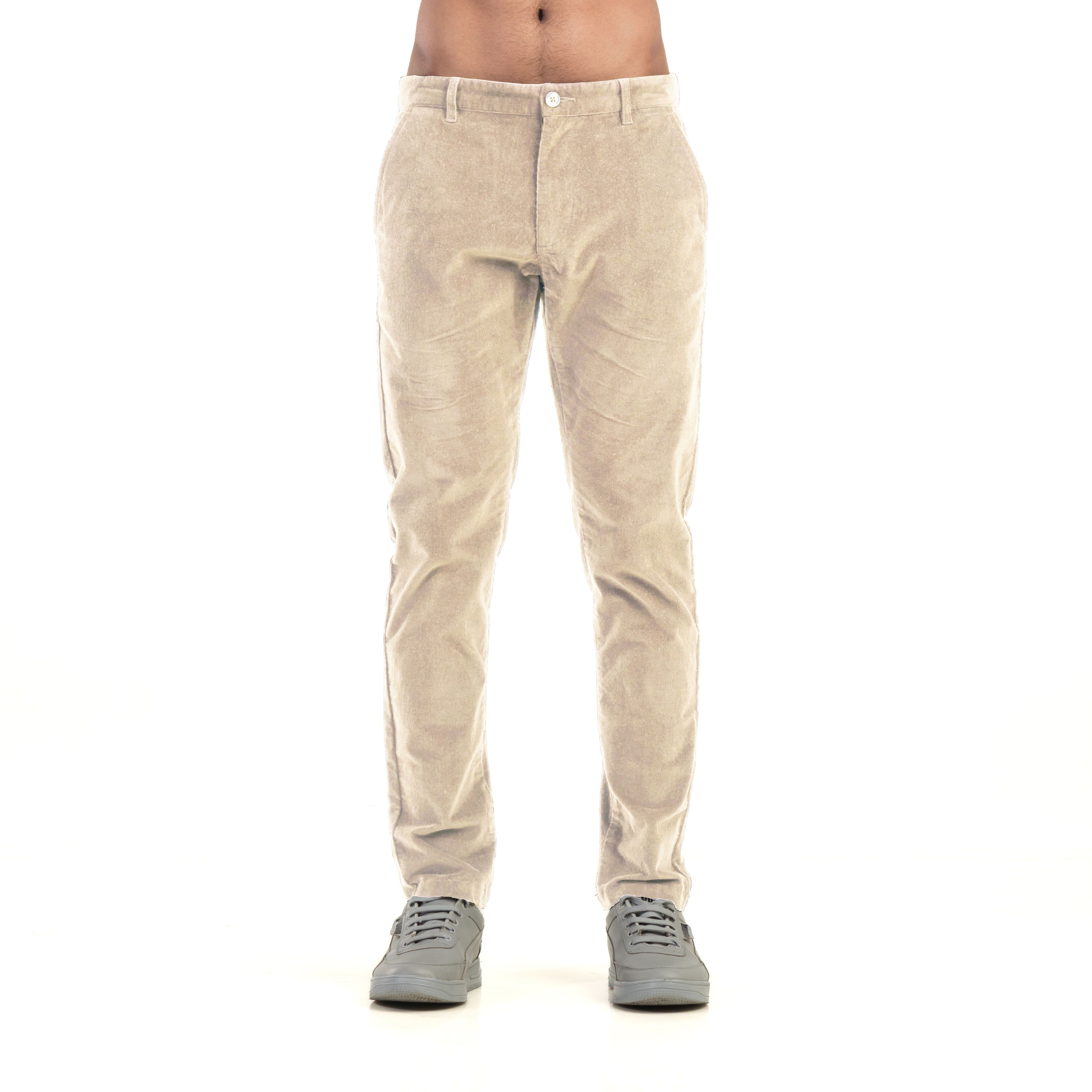 belano Men Slim Fit Beige Corduroy Trousers-picture-21