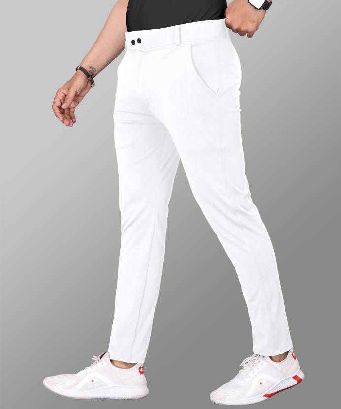 metronaut Slim Fit Men White Lycra Blend Trousers-picture-10