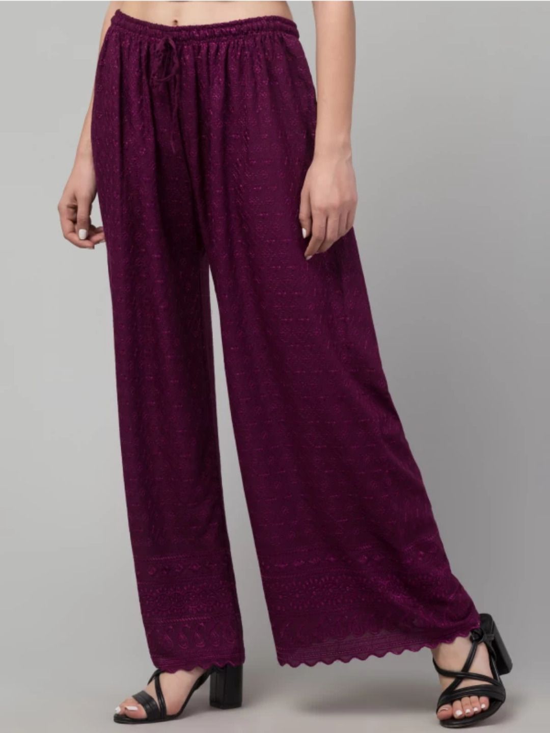 kgfonecloth Women Straight Fit Purple Viscose Rayon Trousers-picture-27