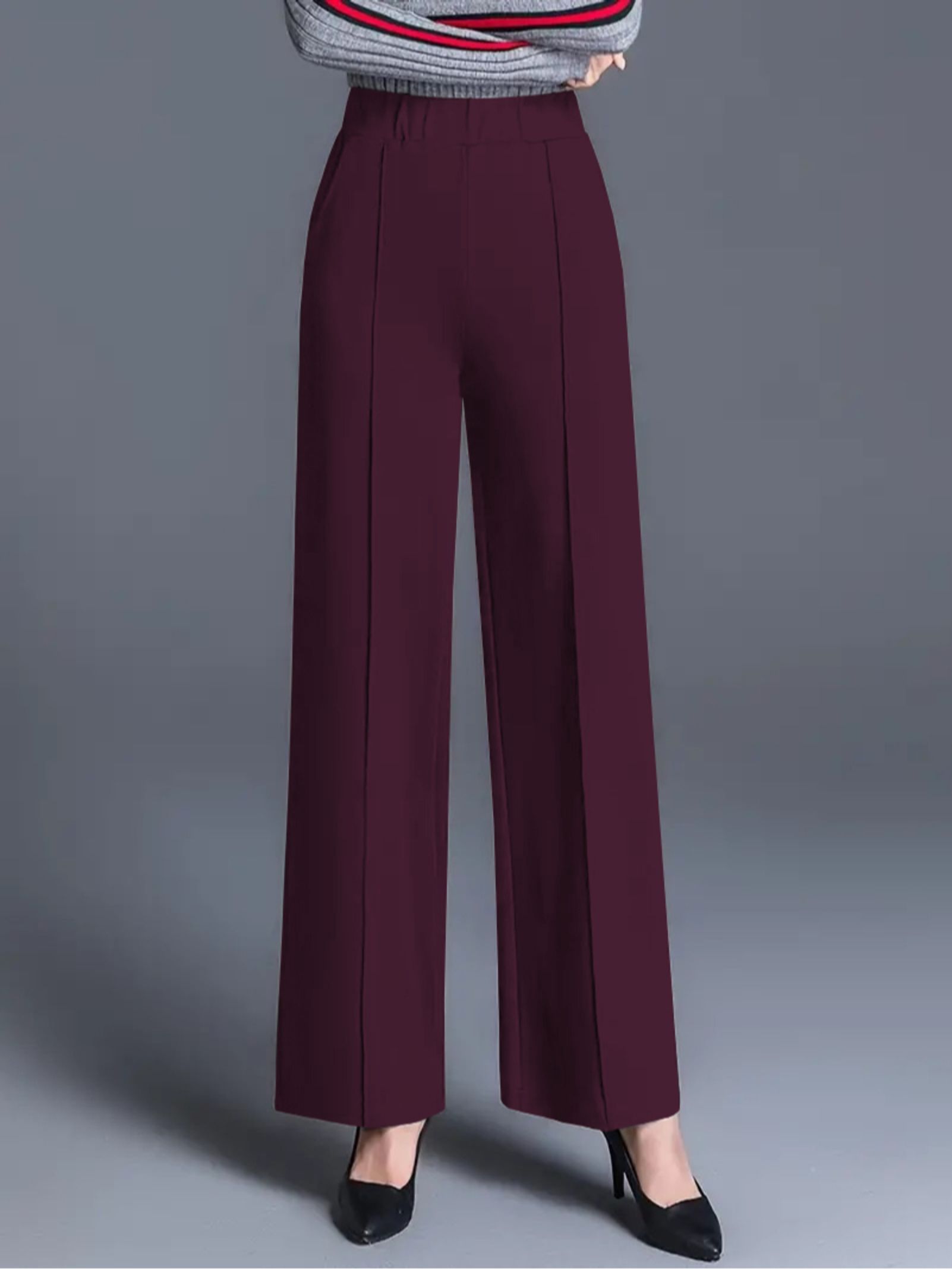 Women Regular Fit Purple Lycra Blend Trousers-image-46