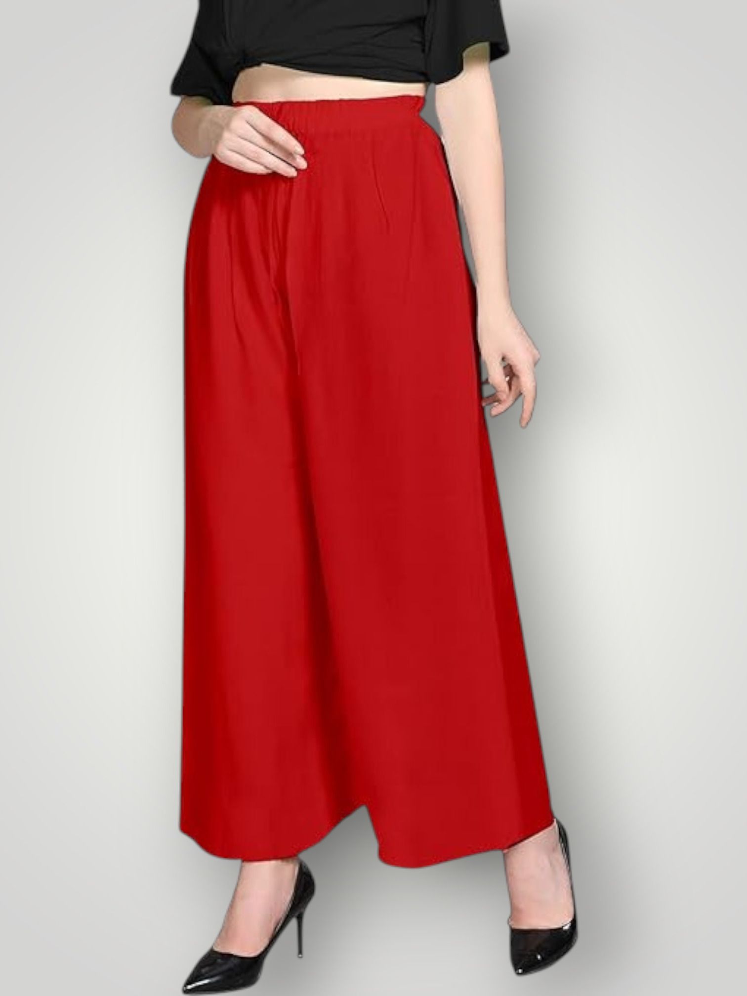 acd Women Comfort Fit Red Viscose Rayon Trousers-picture-32