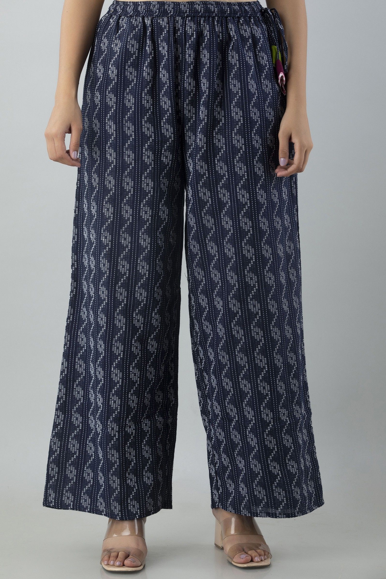 kanchuk Women Regular Fit Dark Blue Viscose Rayon Trousers-picture-16
