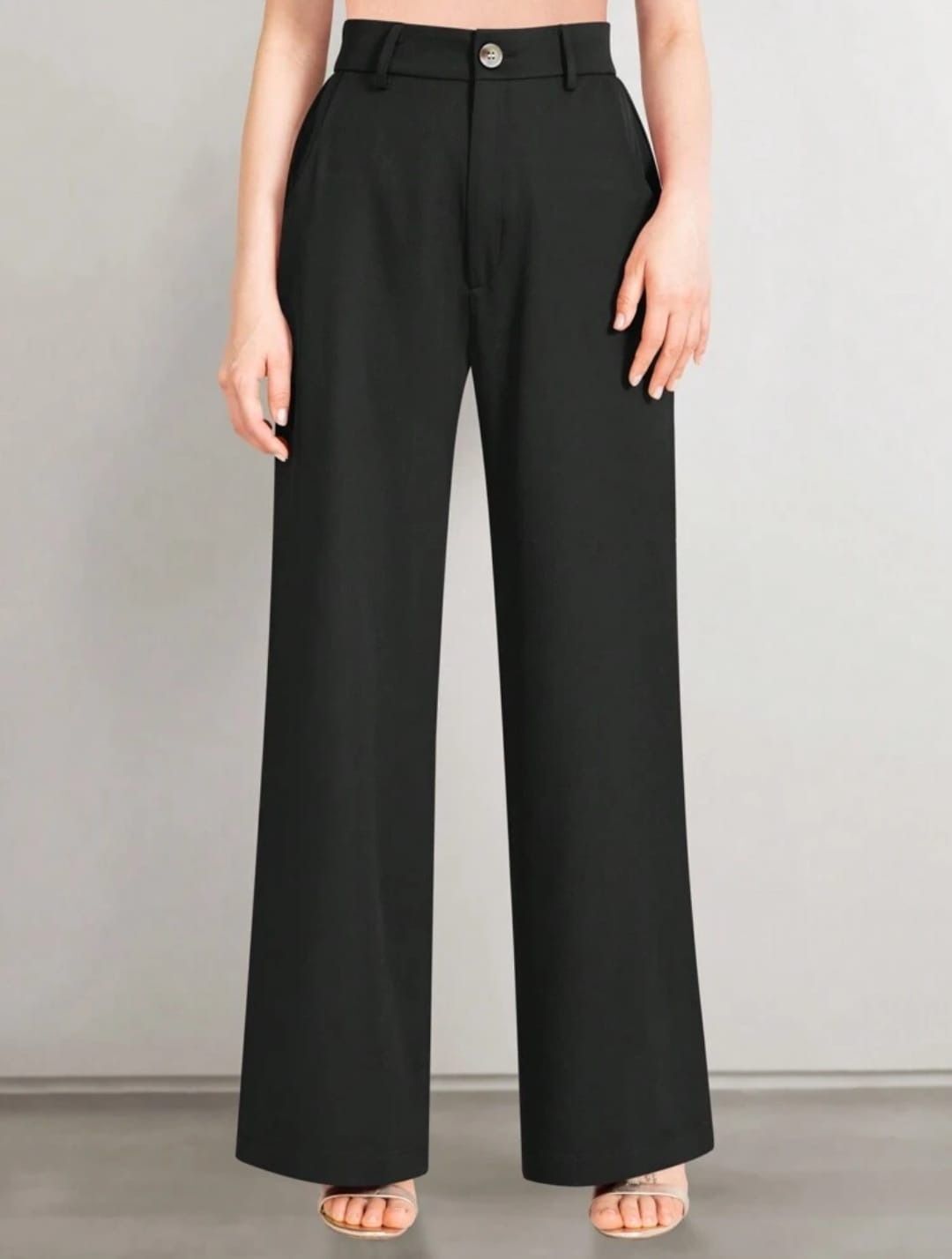 Women Loose Fit Black Cotton Blend Trousers-image-12