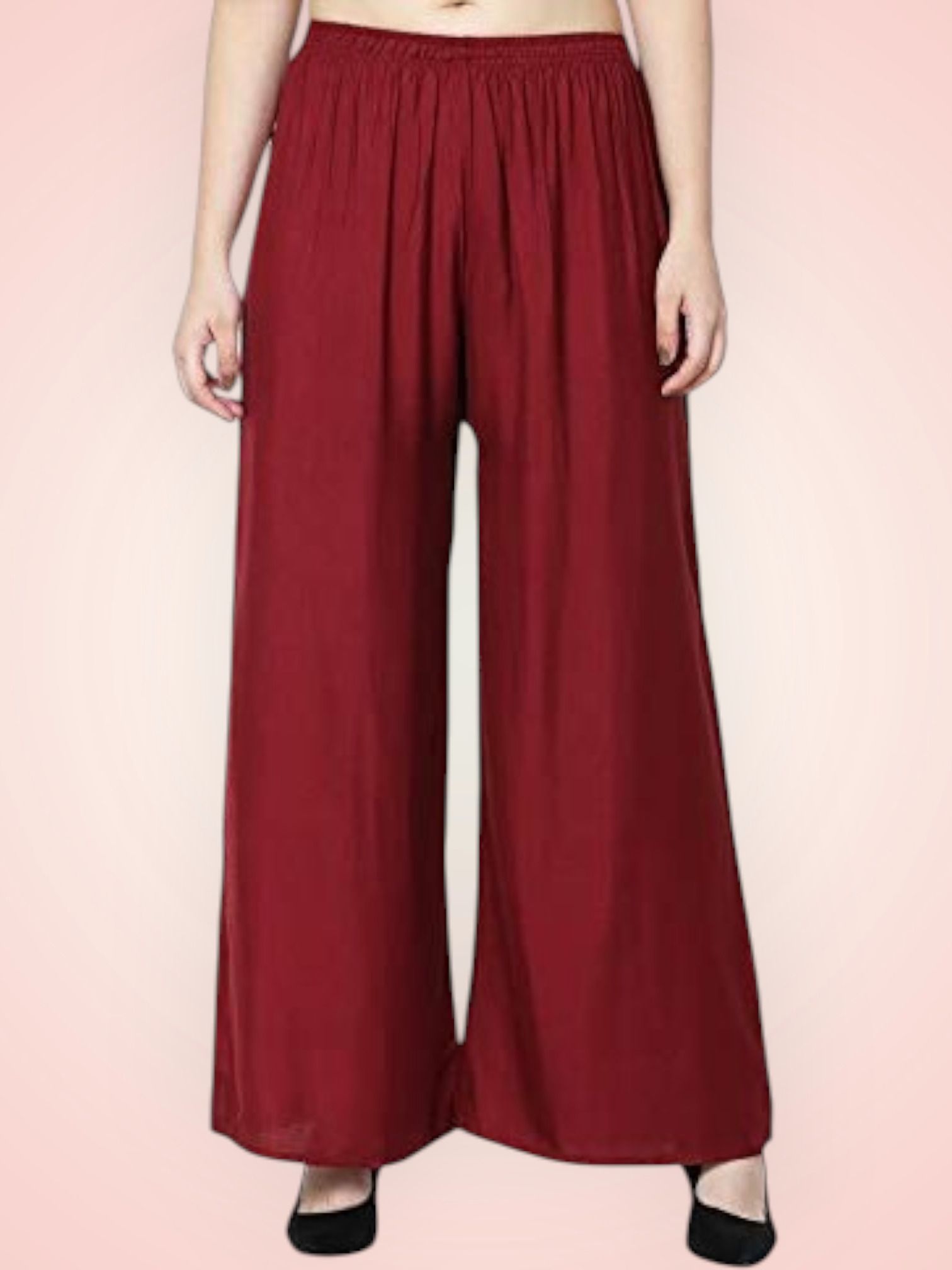 Women Comfort Fit Maroon Viscose Rayon Trousers-image-43