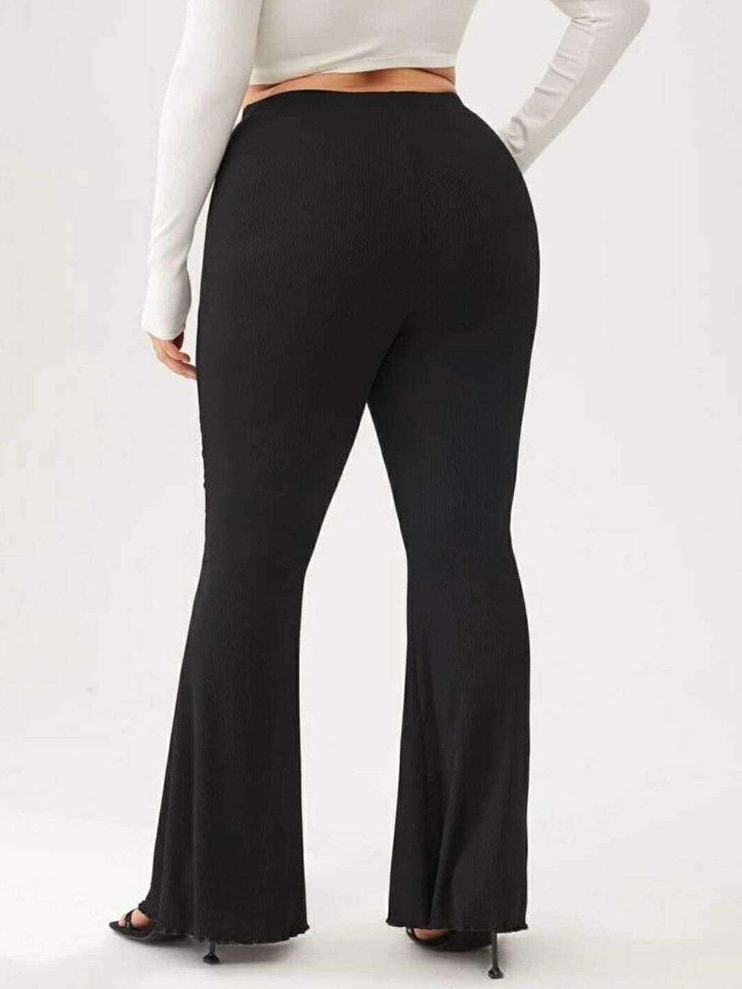 broadstar Women Flared Black Lycra Blend Trousers-picture-18