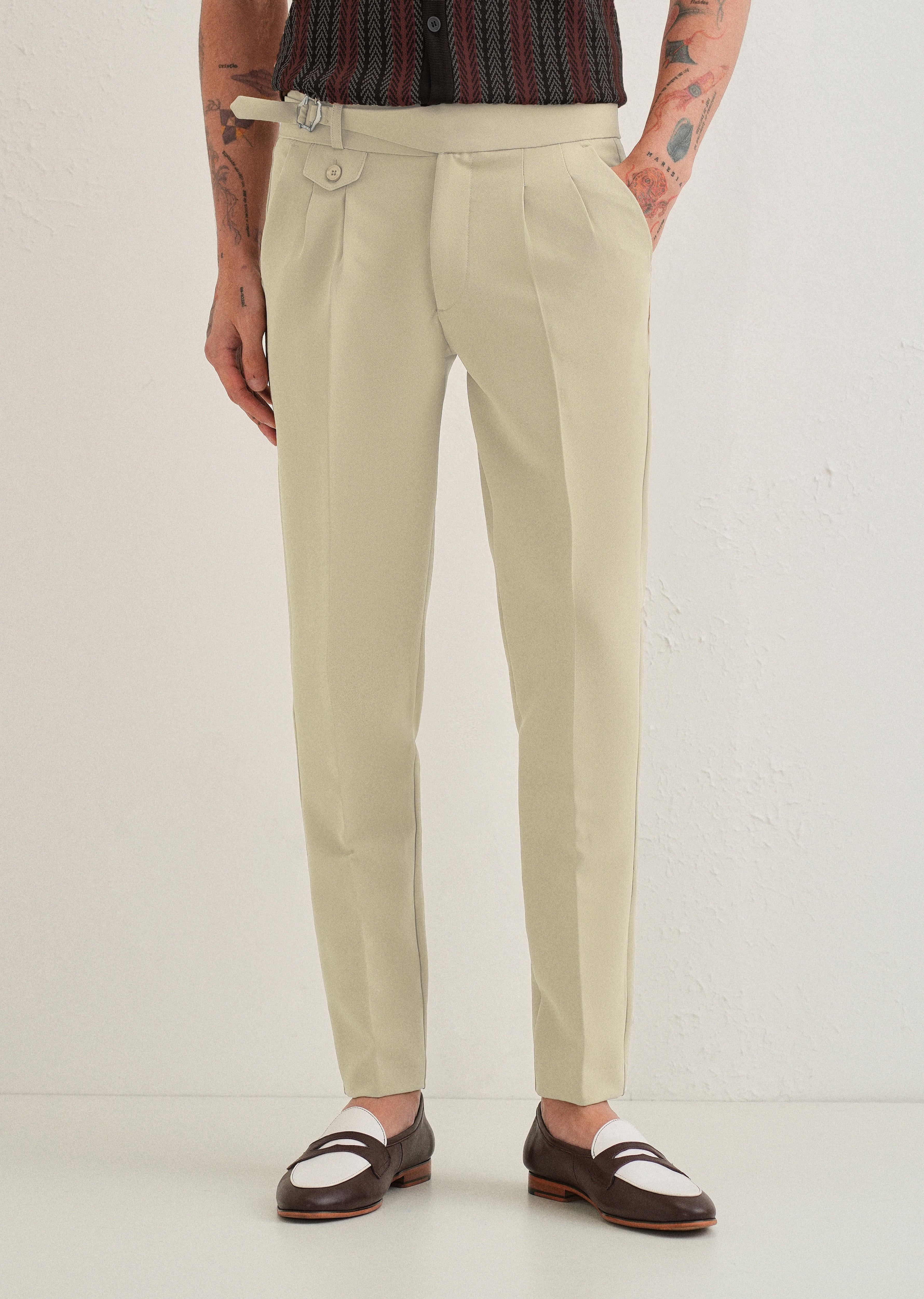 mancrew Men Regular Fit Beige Lycra Blend Trousers-picture-11