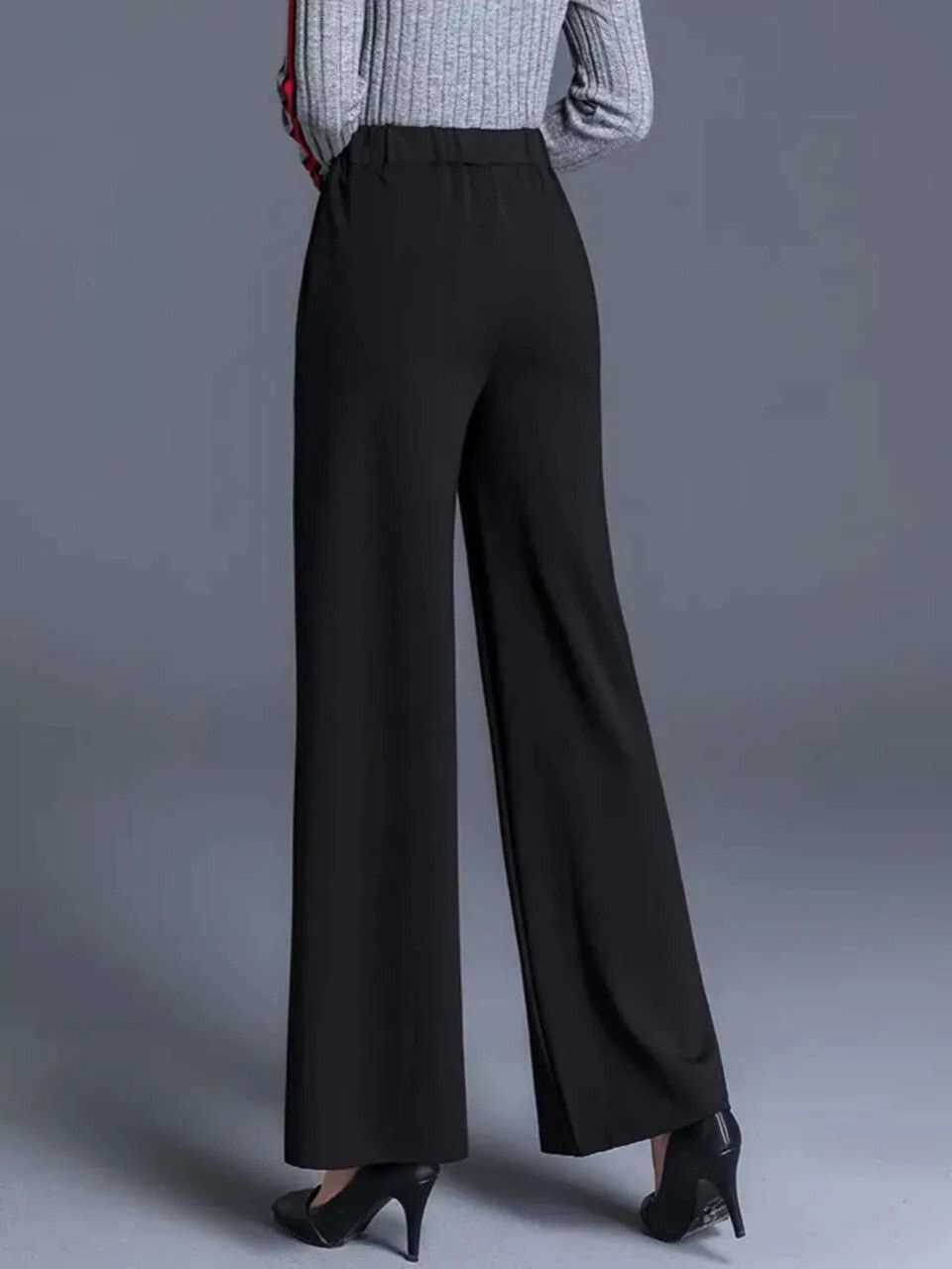 Women Regular Fit Black Viscose Rayon Trousers