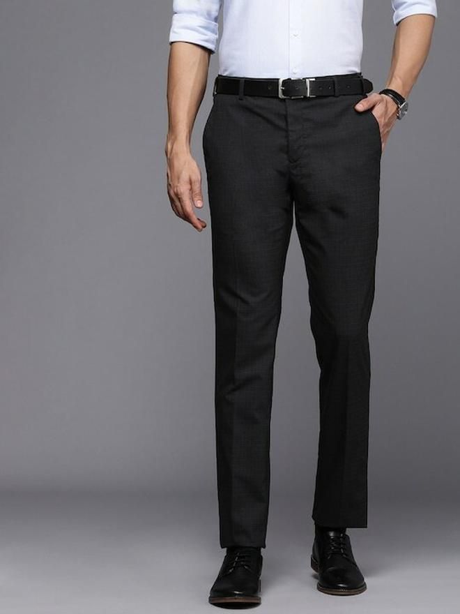 raymond Men Slim Fit Black Viscose Rayon Trousers-picture-14