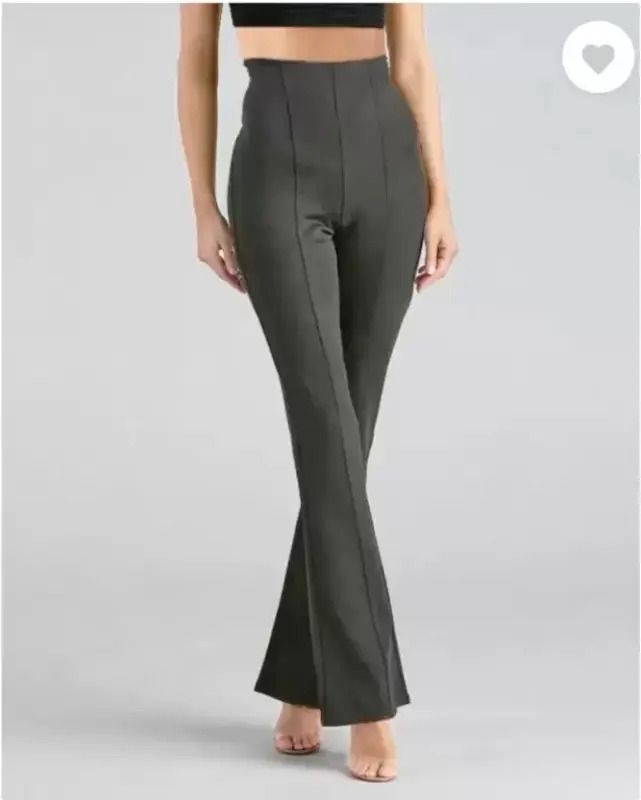 Women Relaxed Grey Cotton Blend Trousers-image-47