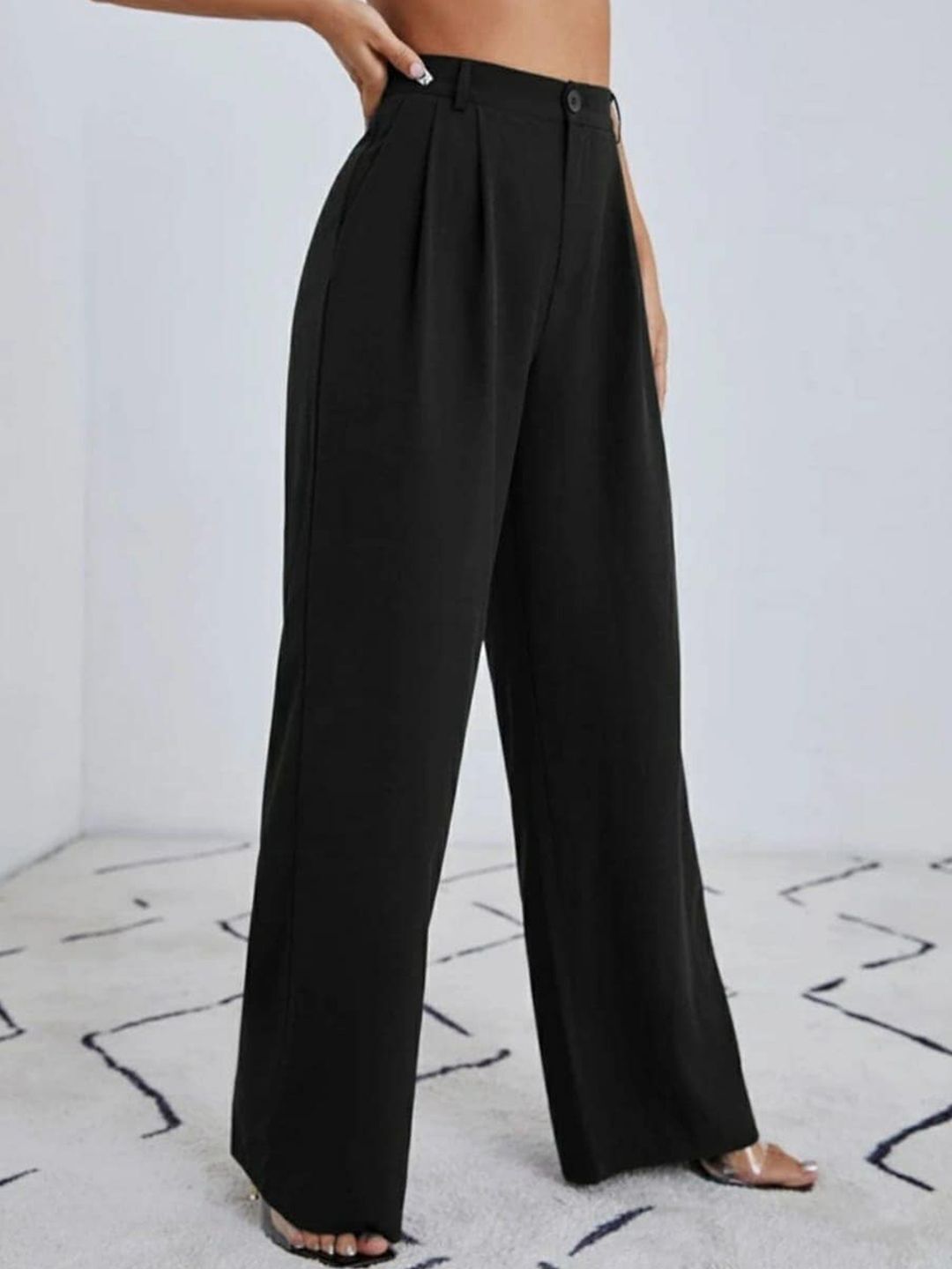 broadstar Women Loose Fit Black Lycra Blend Trousers-picture-23