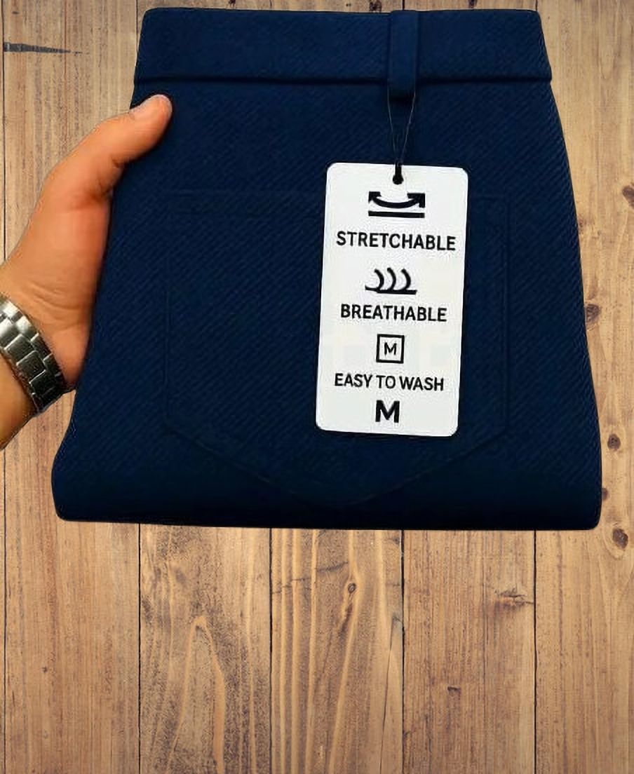 lapataclub Men Regular Fit Dark Blue Lycra Blend Trousers-picture-26