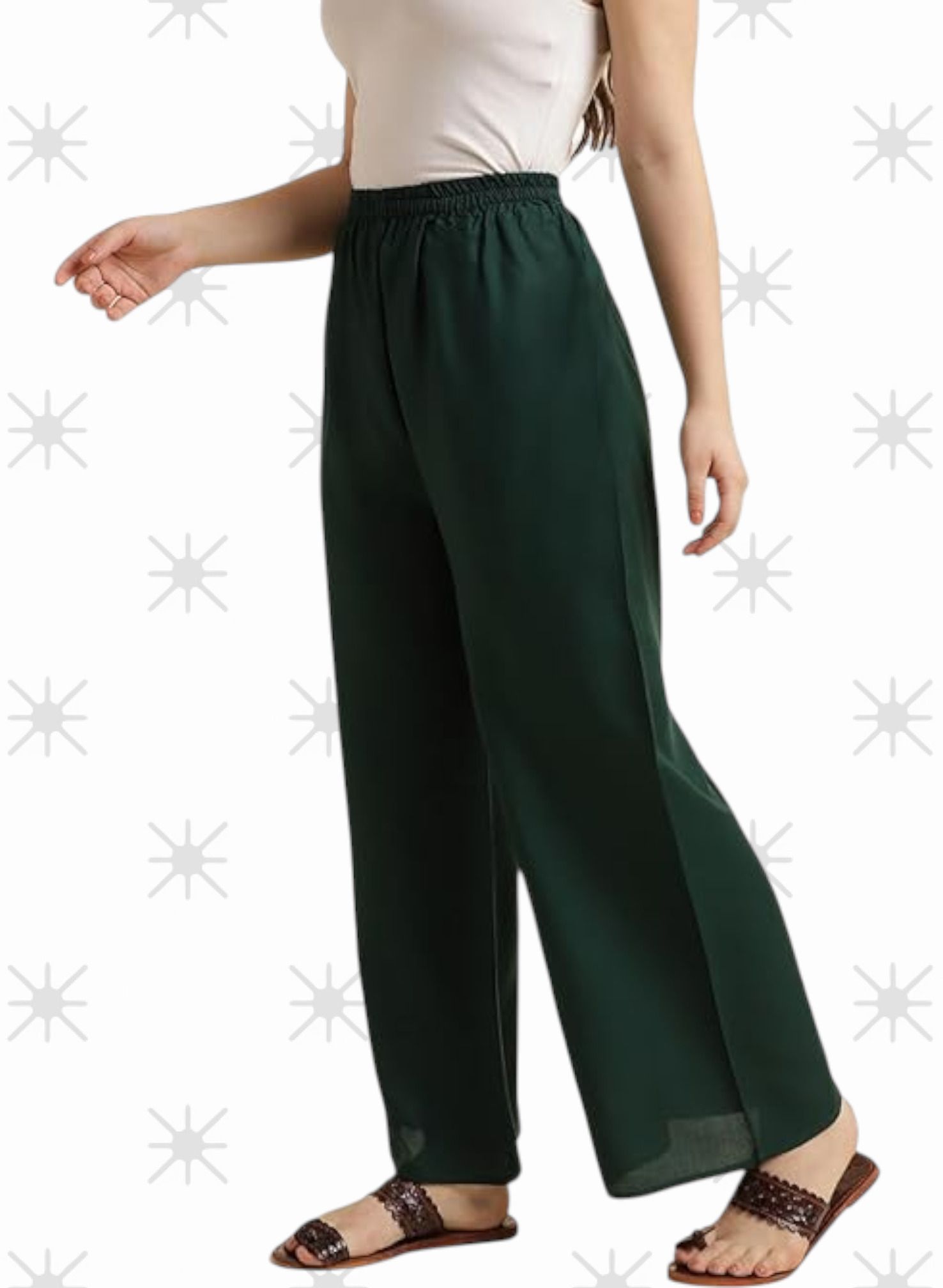 acd Women Comfort Fit Green Viscose Rayon Trousers-picture-30
