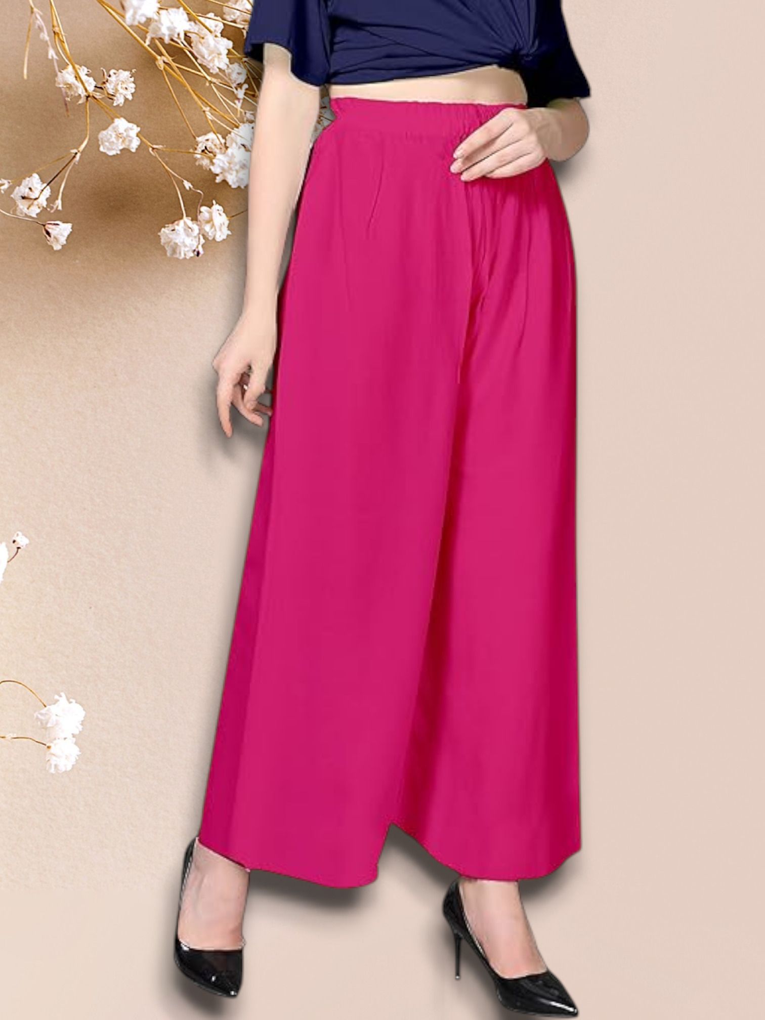 acd Women Comfort Fit Pink Viscose Rayon Trousers-picture-38