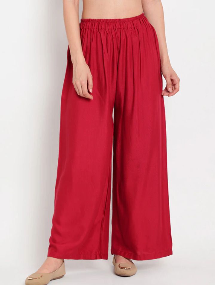n k fashion Women Flared Red Viscose Rayon Trousers-picture-18