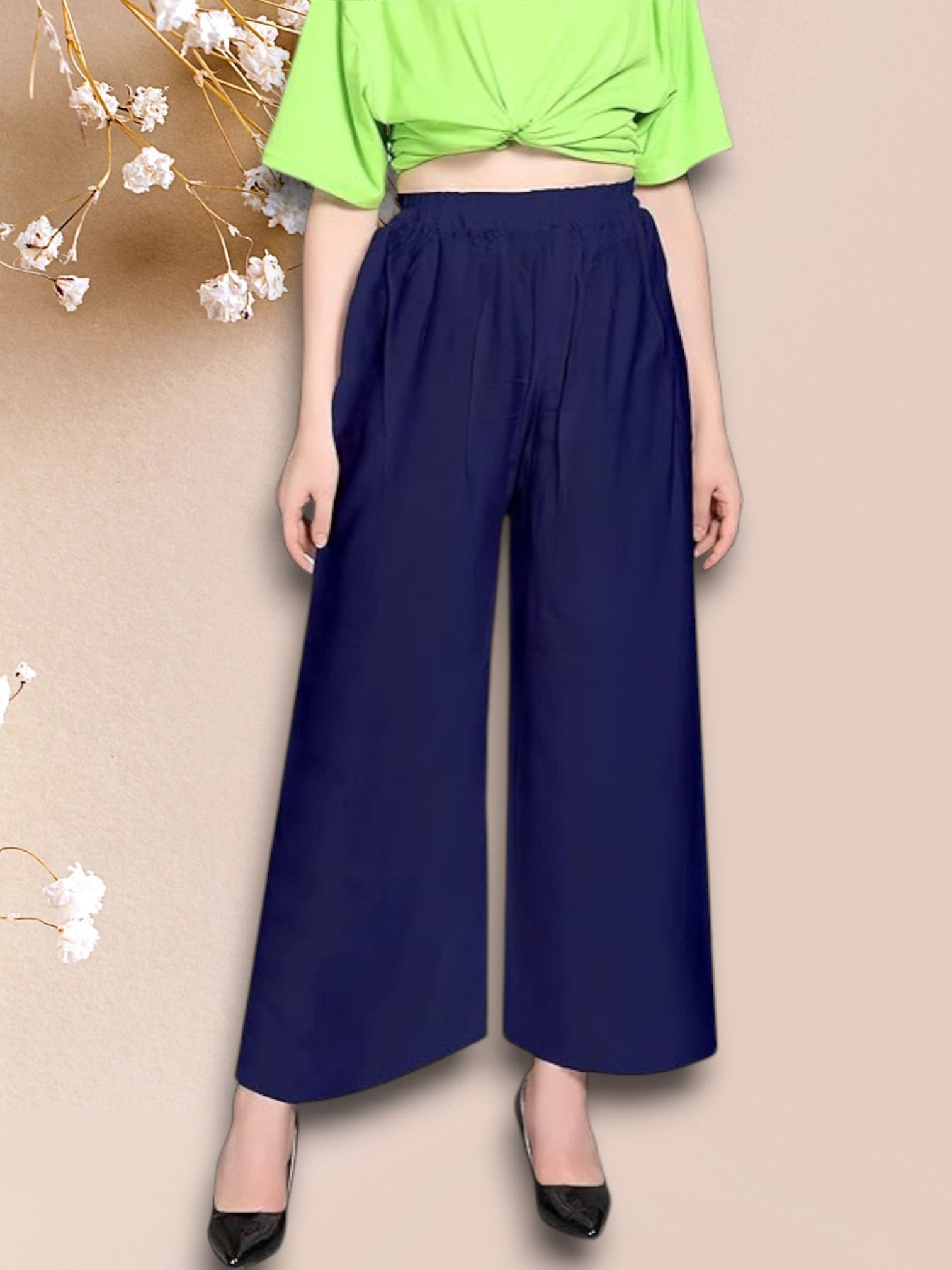 acd Women Comfort Fit Blue Viscose Rayon Trousers-picture-36
