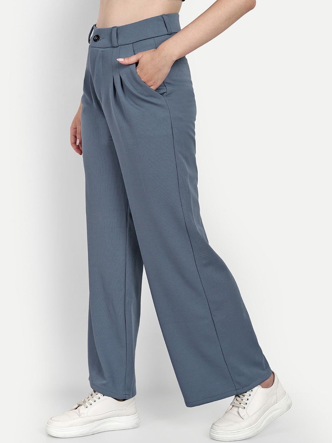 broadstar Women Loose Fit Grey Cotton Blend Trousers-picture-48