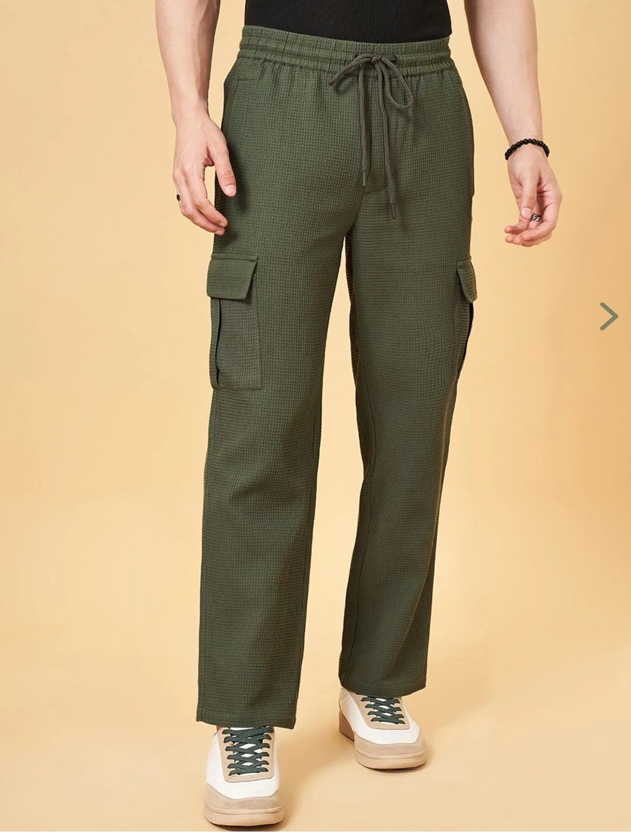 indiclub Men Self Design Green Track Pants-picture-29