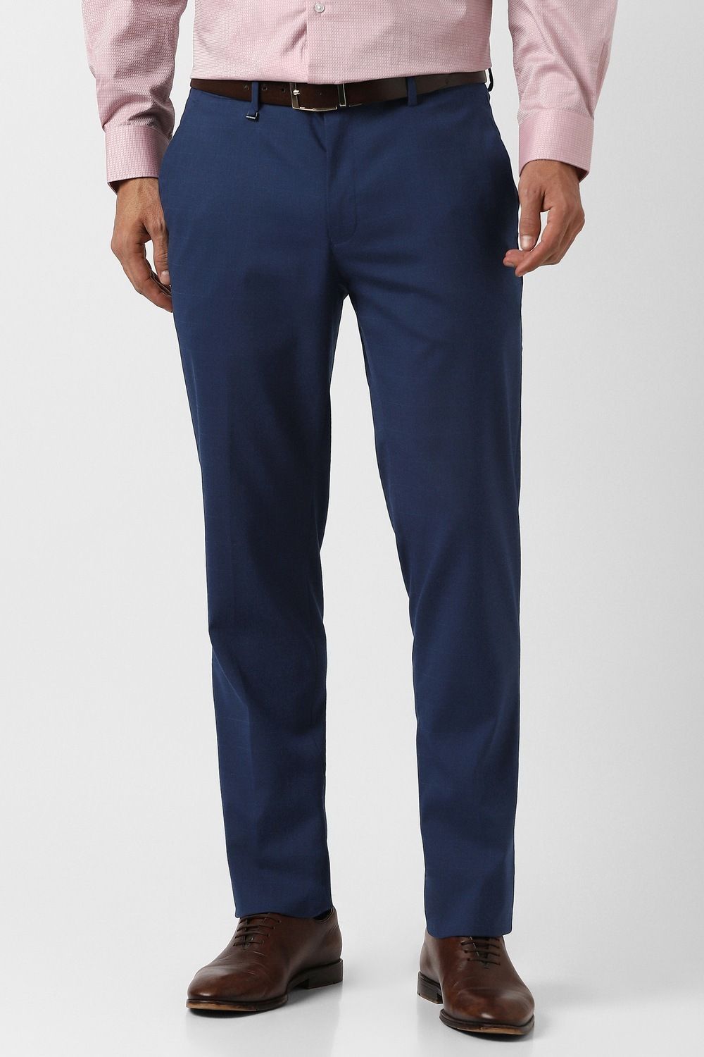 van heusen Men Slim Fit Blue Polyester Trousers-picture-12
