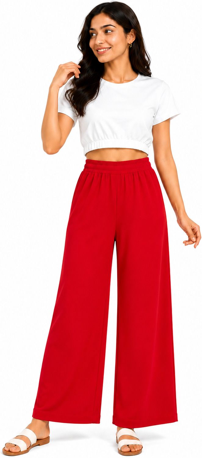 rugged guy Women Loose Fit Red Cotton Blend Trousers-picture-41