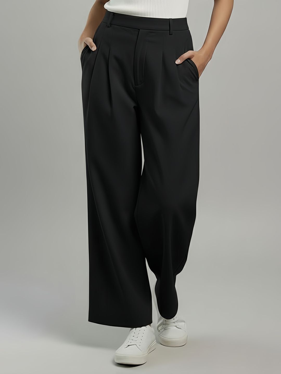de trendz Women Flared Black Pure Cotton Trousers-picture-22