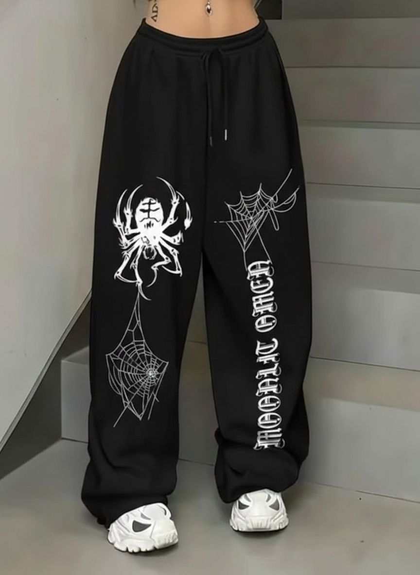 tiaro Women Printed, Graphic Print Black Track Pants-picture-22