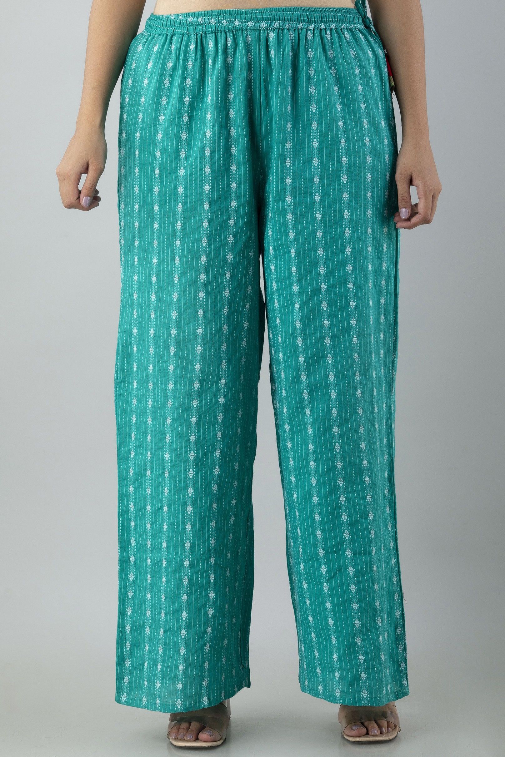 kanchuk Women Regular Fit Light Blue Viscose Rayon Trousers-picture-15