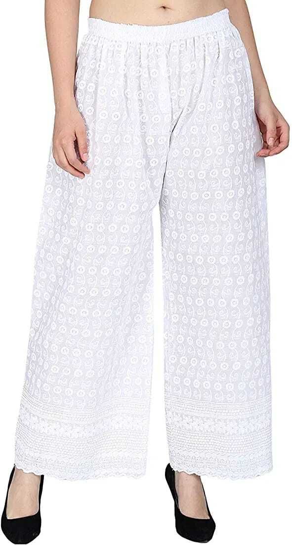 Women Regular Fit White Cotton Blend Trousers-image-41