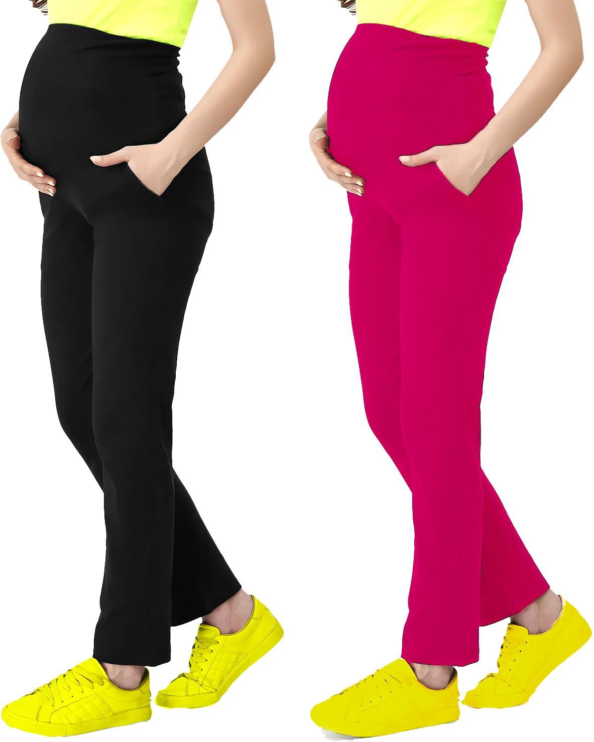Pack of 2 Women Regular Fit Multicolor Lycra Blend Trousers