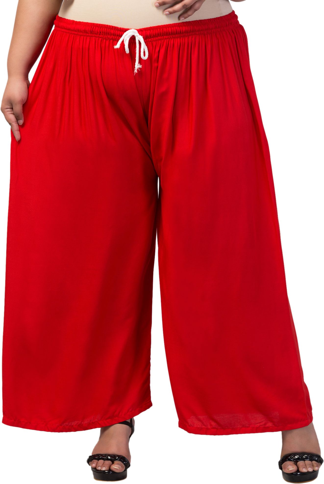 vizcon hub Women Flared Red Viscose Rayon Trousers-picture-20
