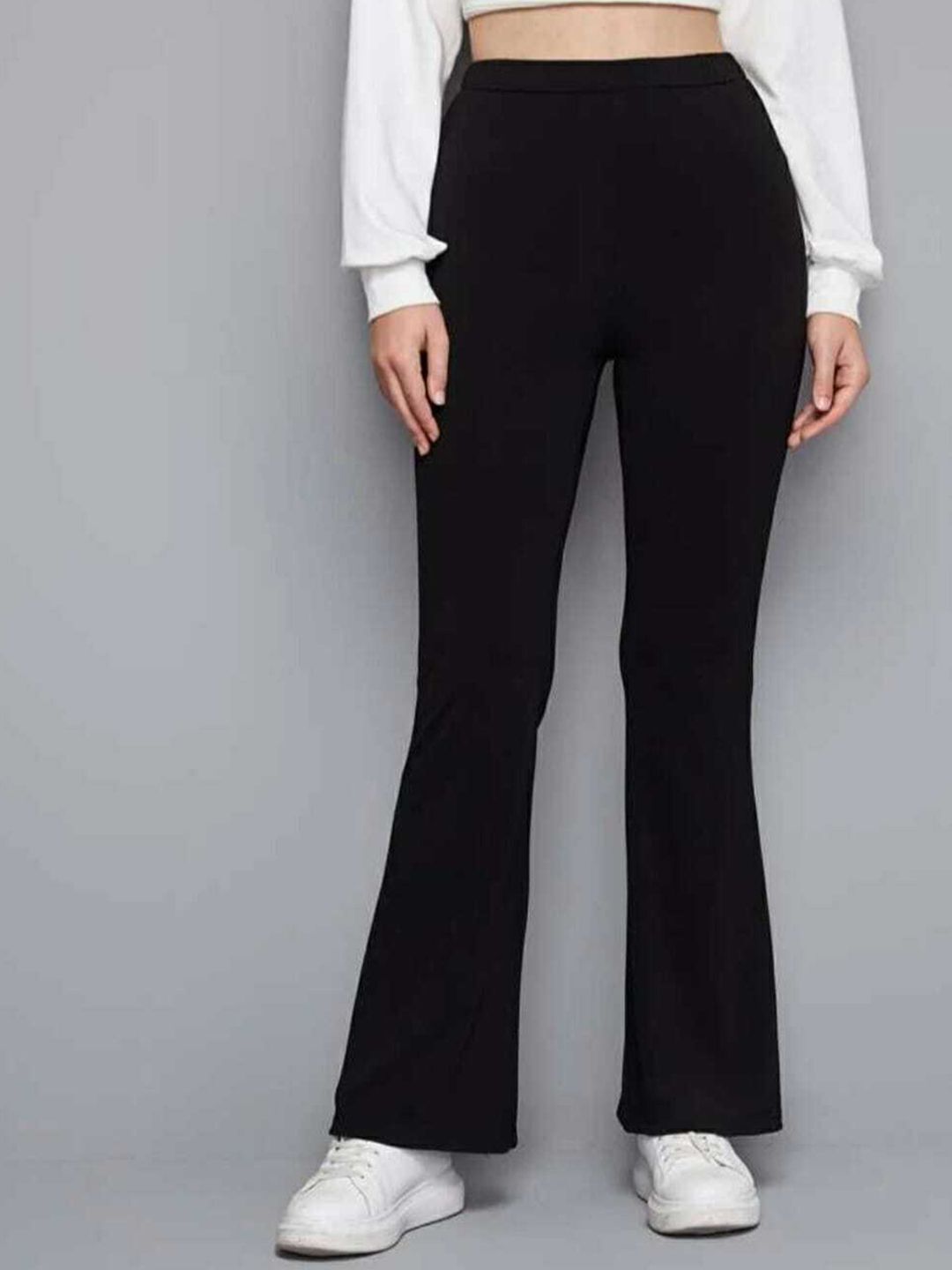 broadstar Women Flared Black Lycra Blend Trousers-picture-47