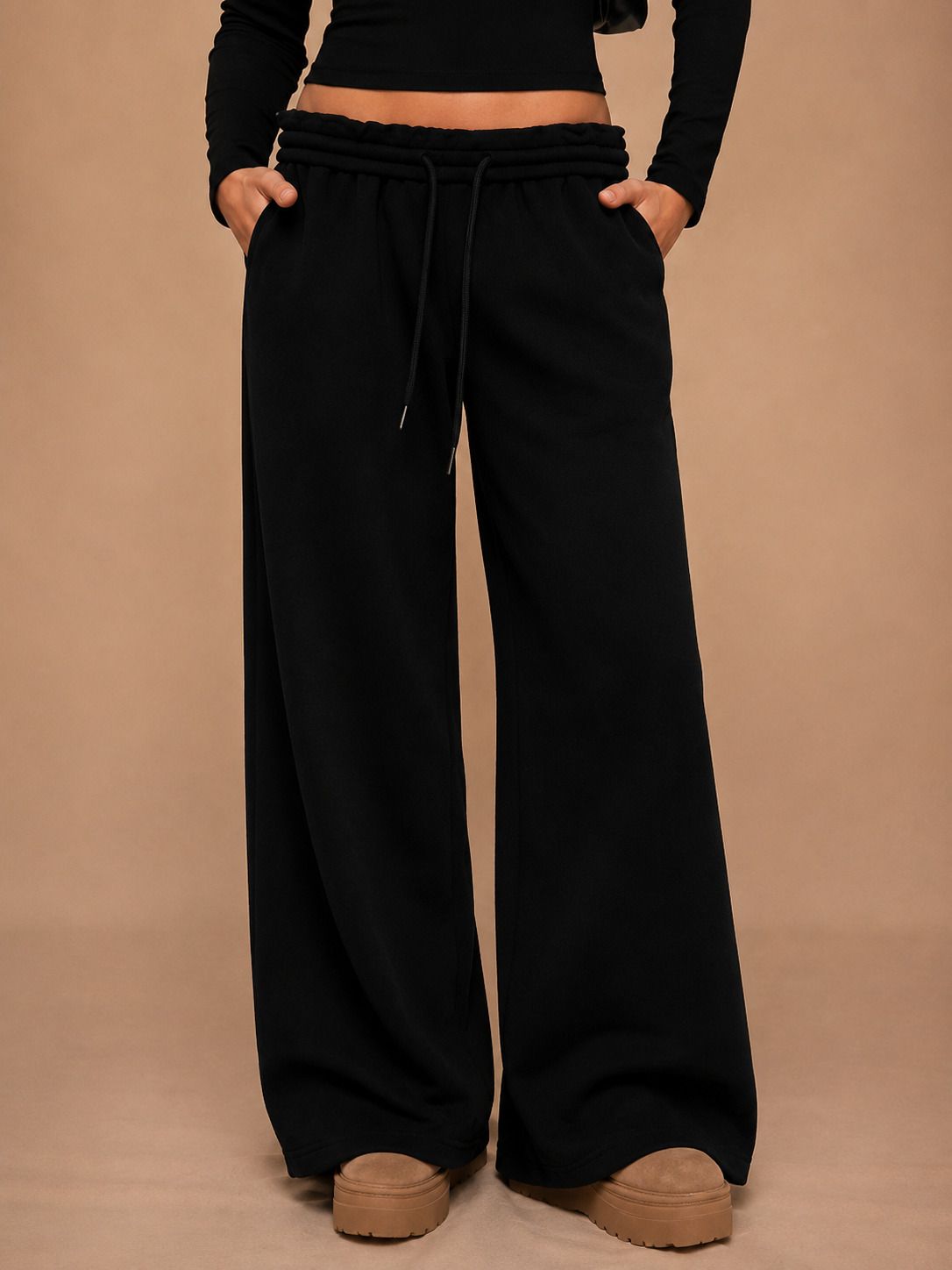 Women Solid Black Track Pants-image-43