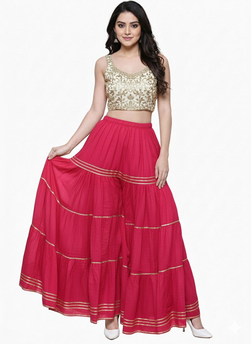 tnq Women Flared Pink Viscose Rayon Trousers-picture-31