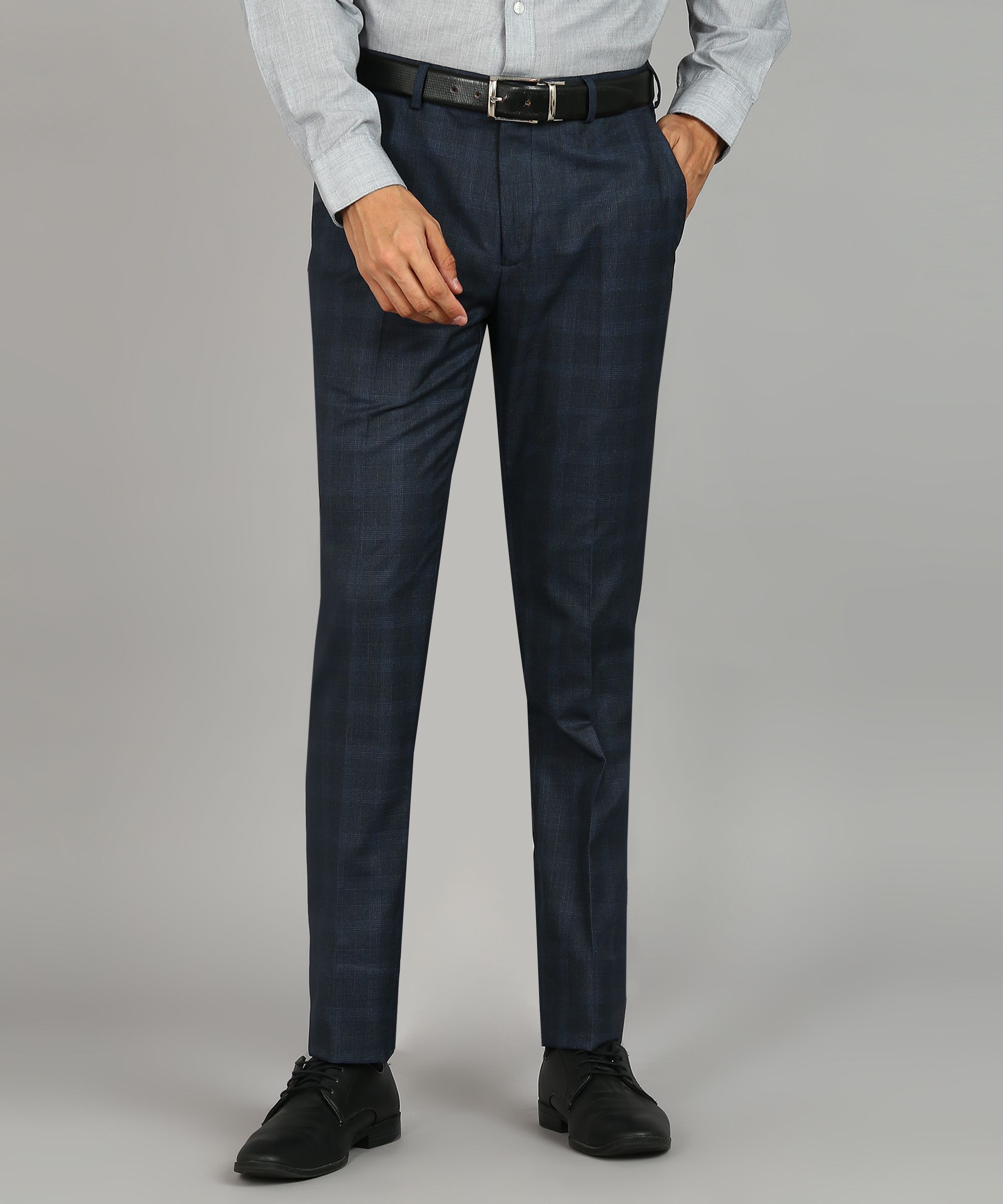 raymond Men Slim Fit Dark Blue Polyester Trousers-picture-36