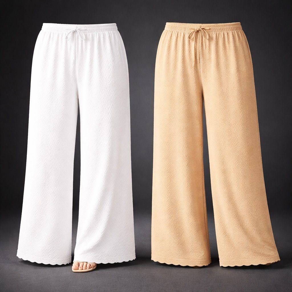 amazplus Pack of 2 Women Flared White, Beige Lycra Blend Trousers-picture-41