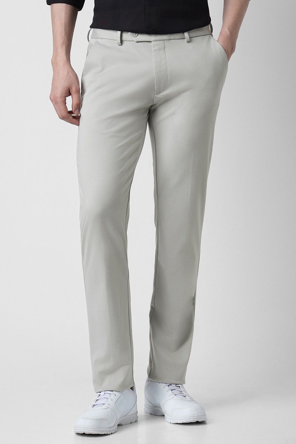 peter england Men Slim Fit Grey Polyester Trousers-picture-13