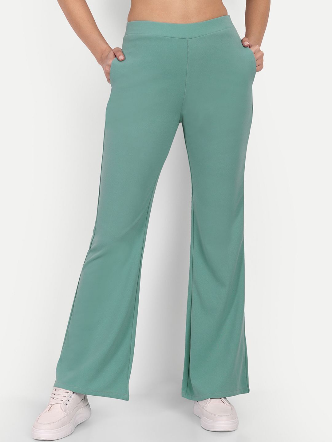 broadstar Women Flared Green Polyester Trousers-picture-29