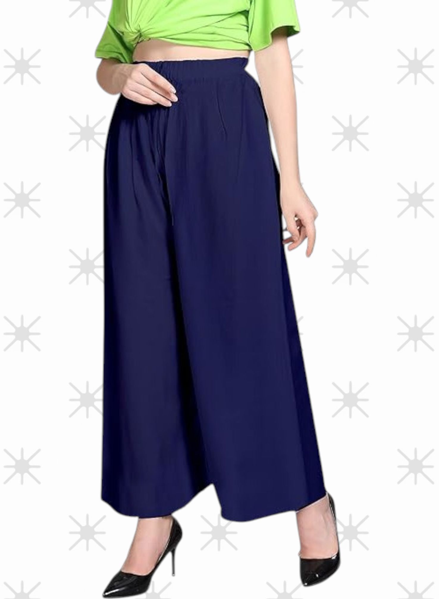 acd Women Comfort Fit Blue Viscose Rayon Trousers-picture-7