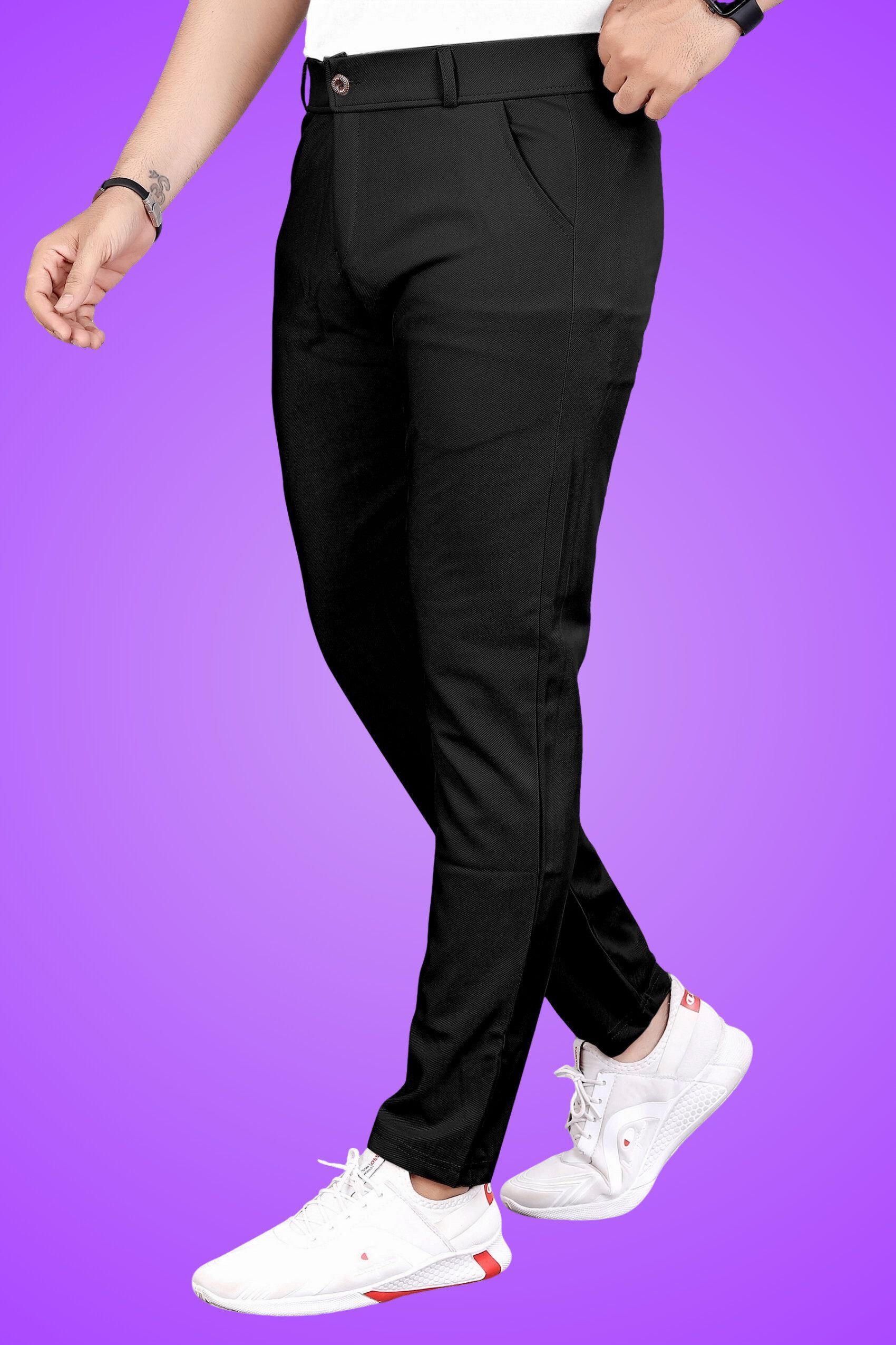 bidatsh trend Men Slim Fit Black Lycra Blend Trousers-picture-4
