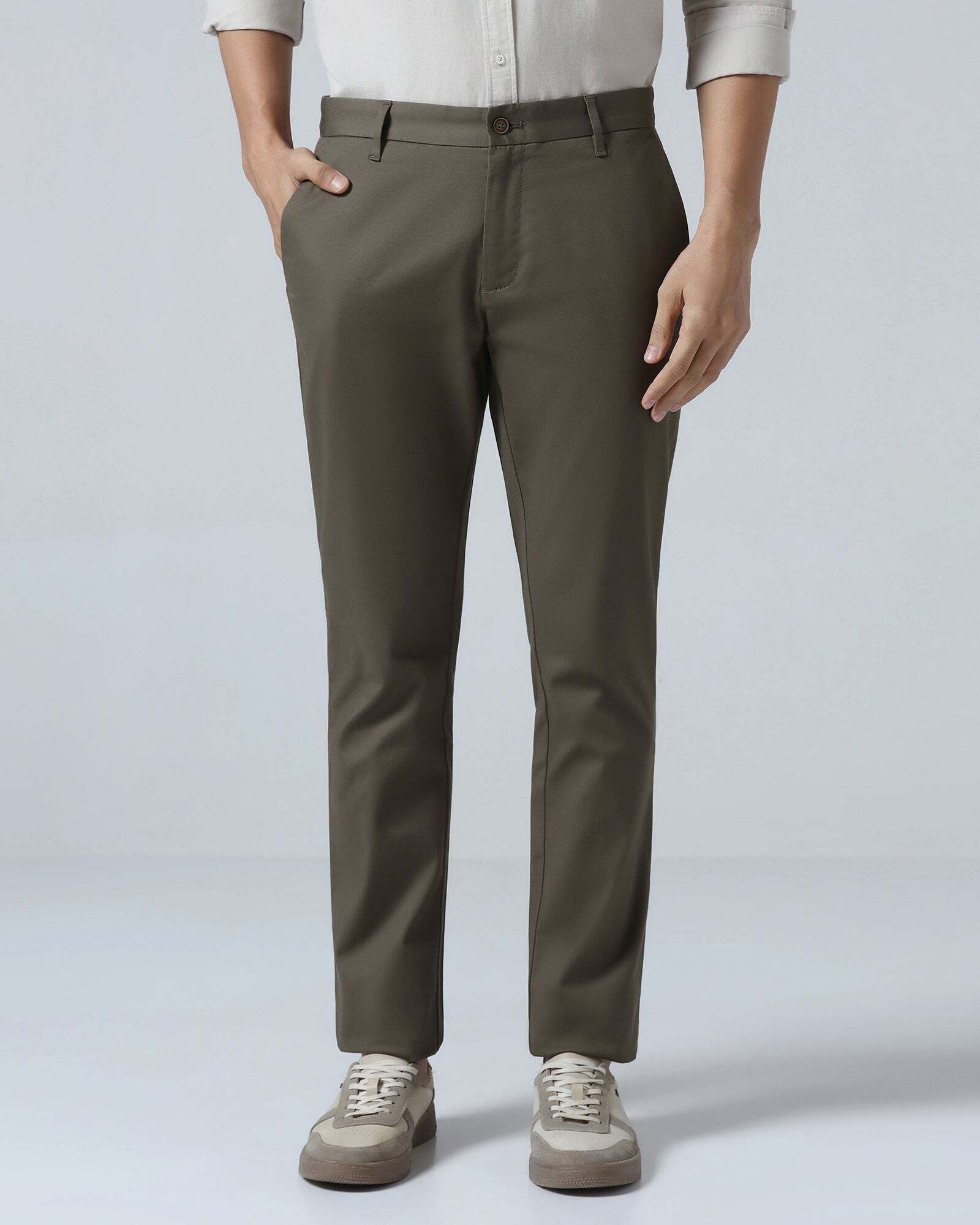 blackberrys Men Regular Fit Brown Cotton Blend Trousers-picture-18