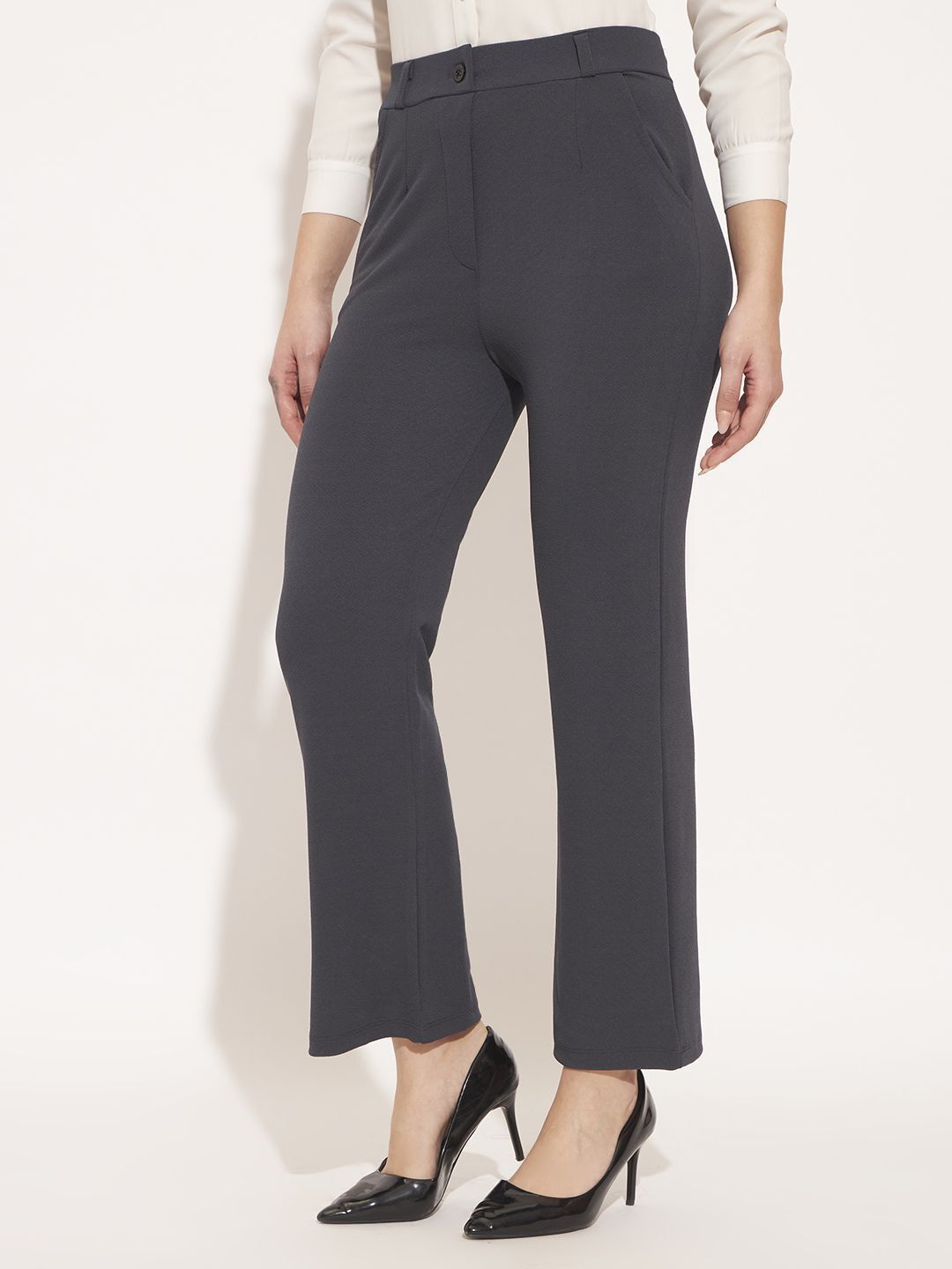 pptoss Women Slim Fit Grey Polyester Trousers-picture-35