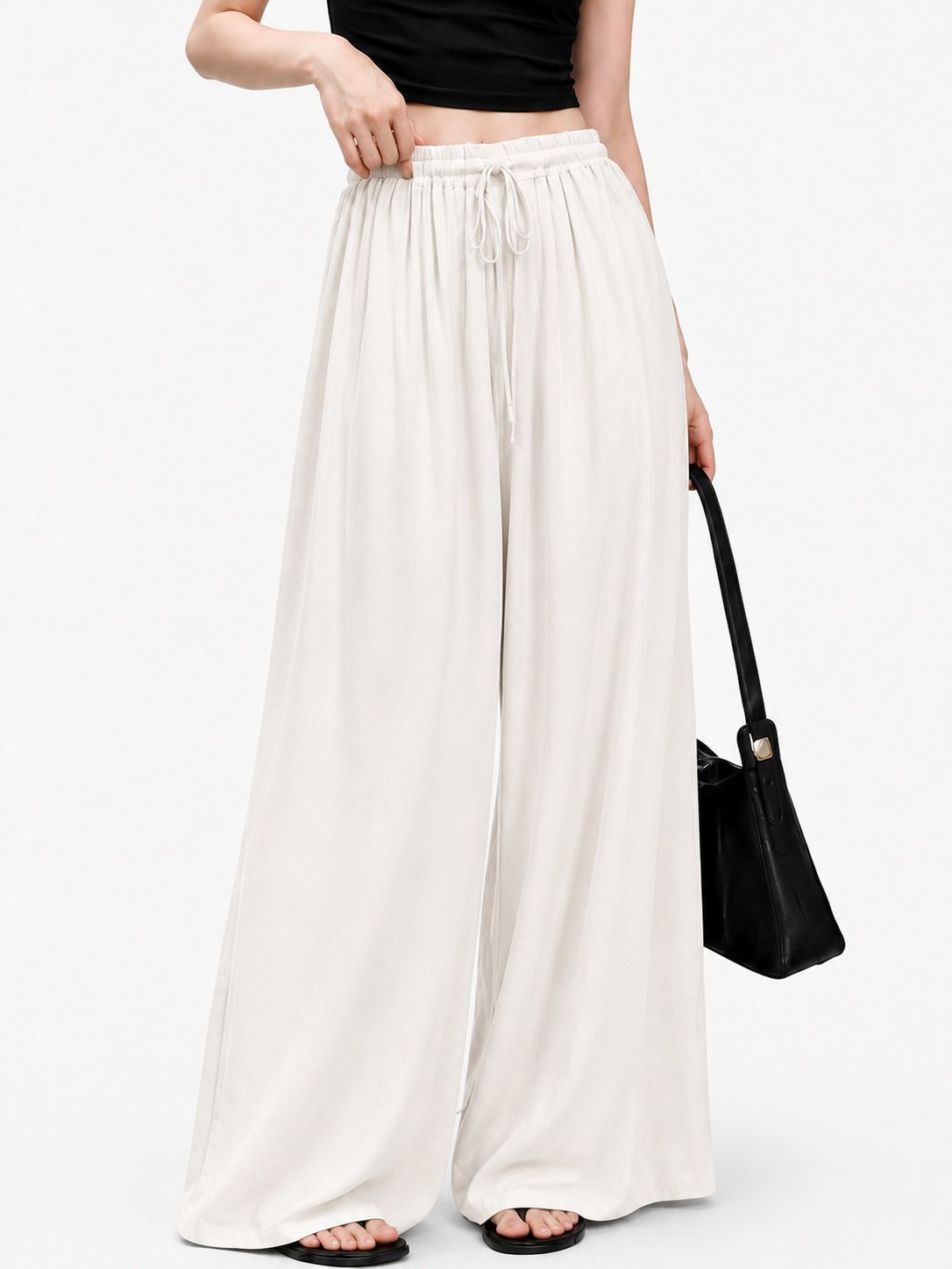 metronaut Relaxed Women White Polyester Trousers-picture-34