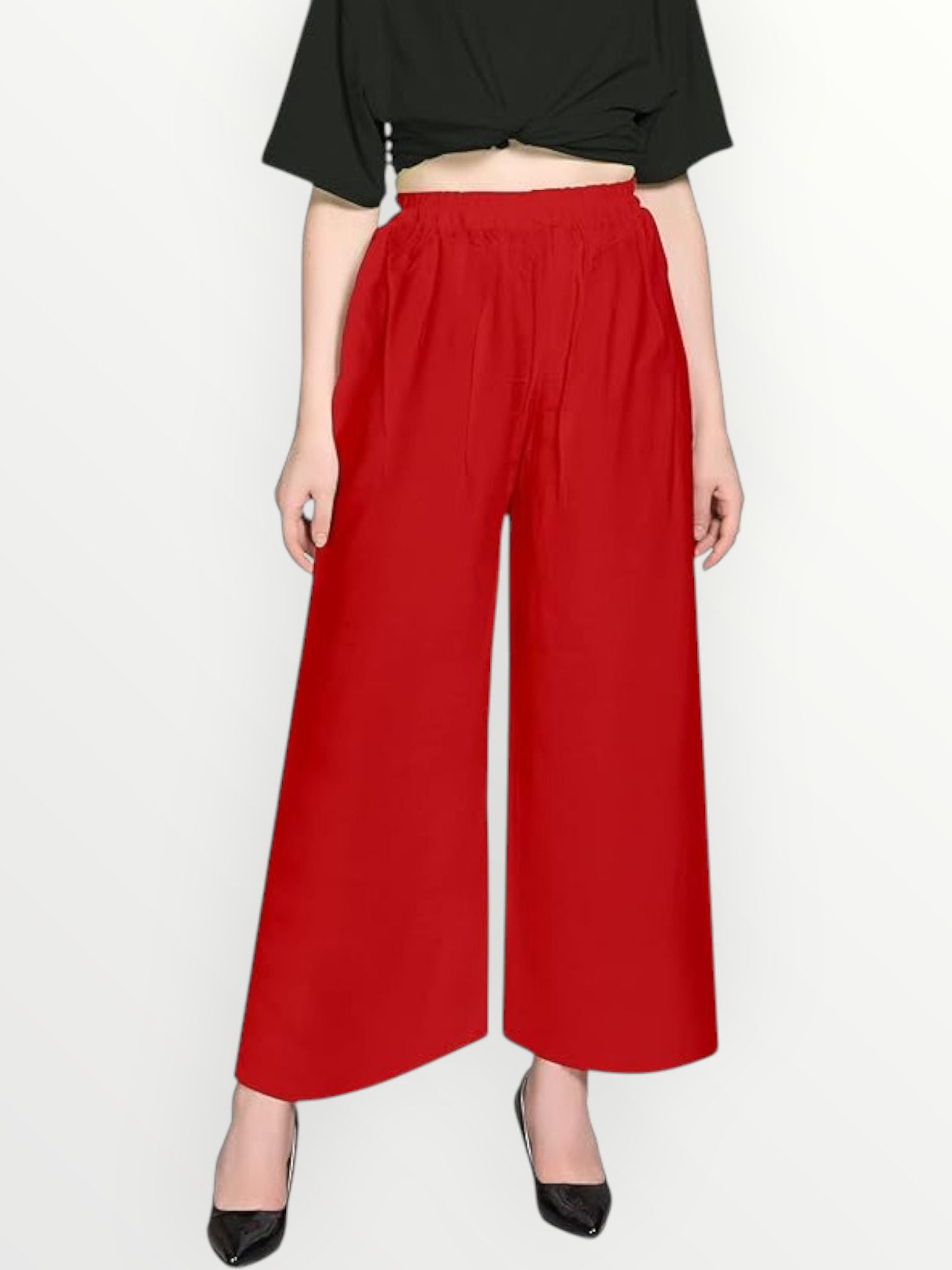 acd Women Comfort Fit Red Viscose Rayon Trousers-picture-12